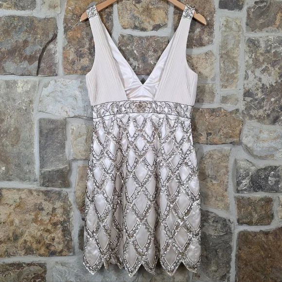 Sue Wong Beaded Embellished Pleated Dress